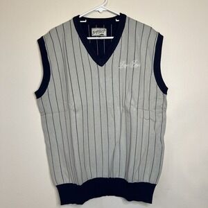 Bogey Boys Golf Vest Stripes Grey Blue  Mens Size XL Cotton